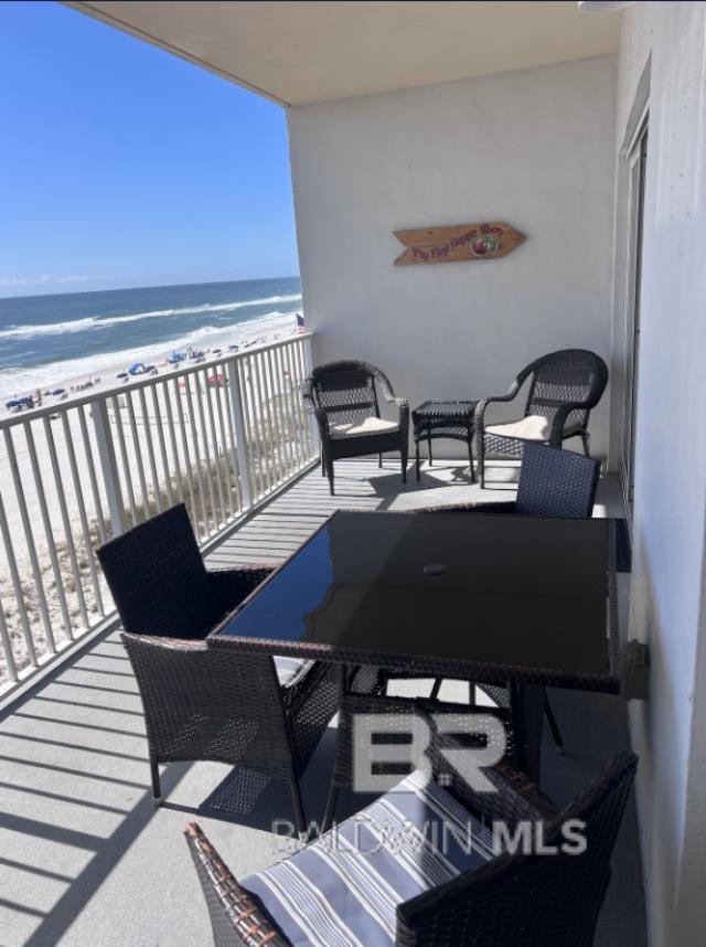 401 E Beach Blvd Unit 507, Gulf Shores, AL 36542 - balcony featuring view of water and beach