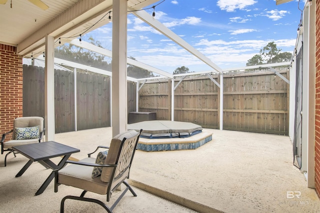 view of patio with a swimming pool