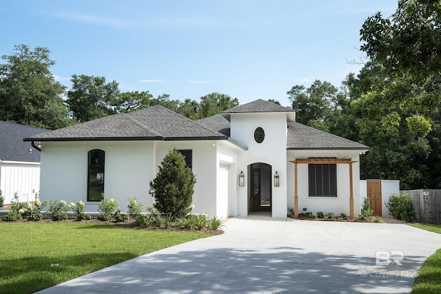 mediterranean / spanish-style house with a front yard