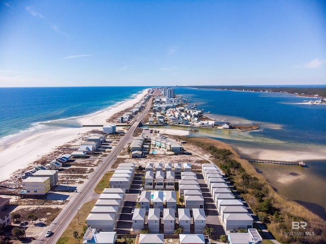 1592 W Beach Blvd, Gulf Shores, AL 36542 - drone / aerial view featuring a water view and a beach view