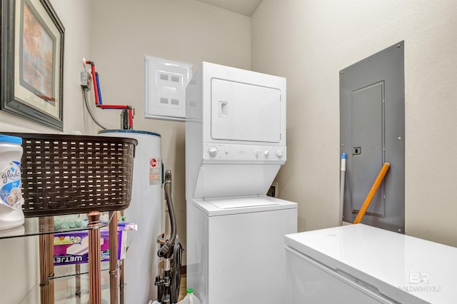 1430 Regency Rd Unit C201, Gulf Shores, AL 36542 - washroom featuring estacked washer and dryer, water heater, and electric panel
