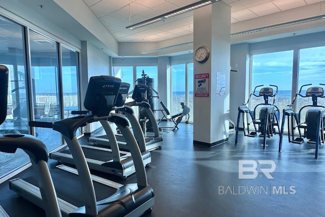 455 E Beach Blvd Unit 807, Gulf Shores, AL 36542 - exercise room with a drop ceiling and baseboards