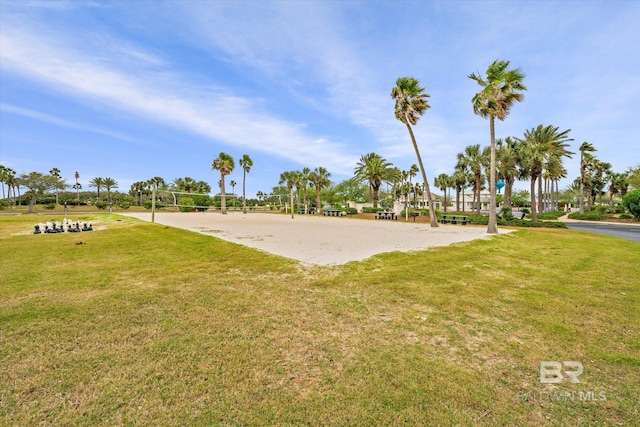 view of home's community featuring a yard and volleyball court