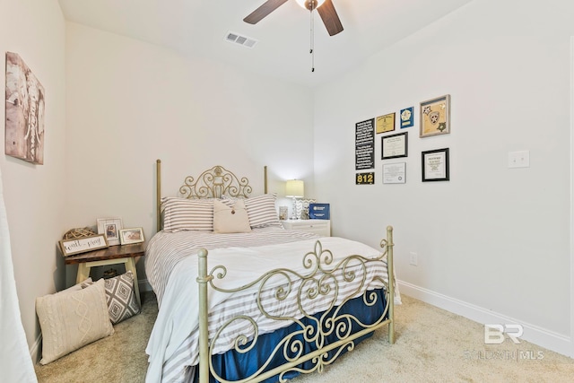 bedroom featuring carpet flooring and ceiling fan