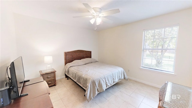 bedroom featuring ceiling fan