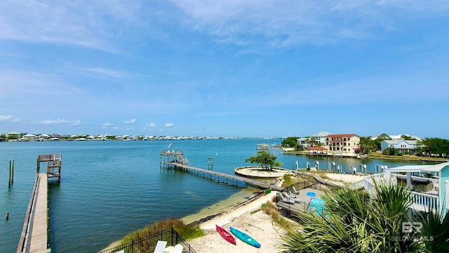 property view of water featuring a dock