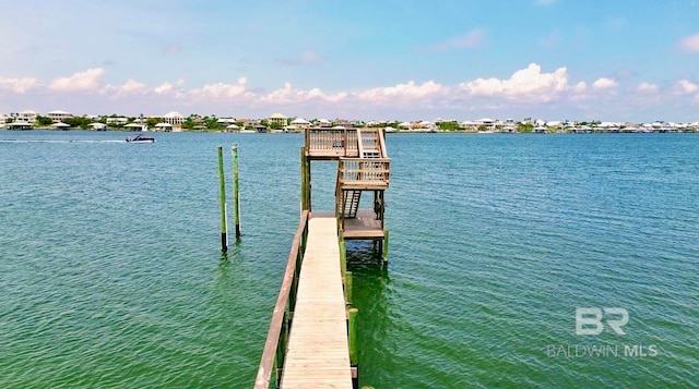 dock area featuring a water view