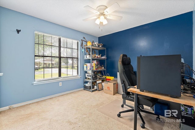2132 S Pine St, Loxley, AL 36551 - carpeted home office featuring ceiling fan and baseboards