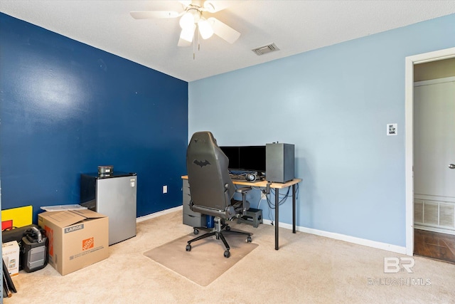 2132 S Pine St, Loxley, AL 36551 - carpeted home office with ceiling fan and baseboards