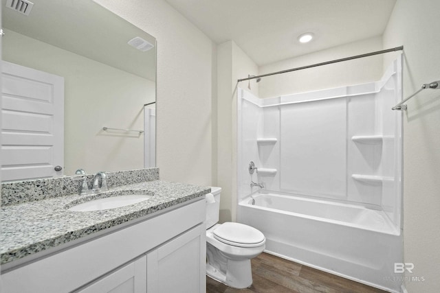 24193 Lanai Ln, Elberta, AL 36530 - bathroom with wood finished floors, vanity, and  shower combination