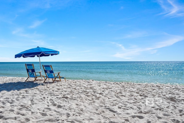 property view of water with a beach view