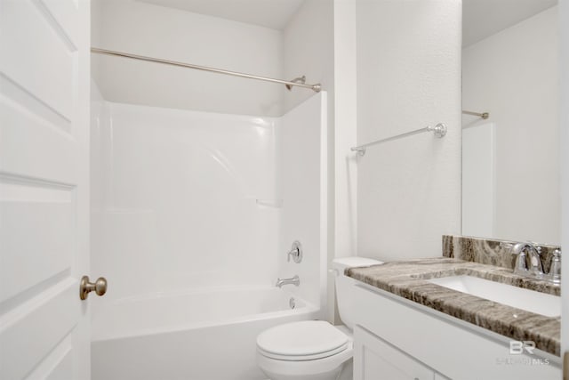 full bath with vanity, shower / bathing tub combination, and toilet