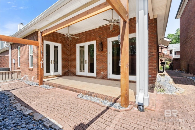 107 Fielding Pl, Mobile, AL 36608 - view of patio with french doors, ceiling fan, and central AC unit