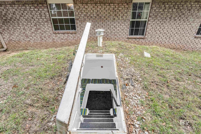 view of storm shelter