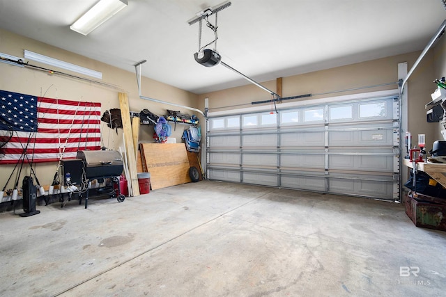 garage with a garage door opener