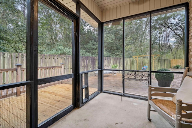 view of unfurnished sunroom