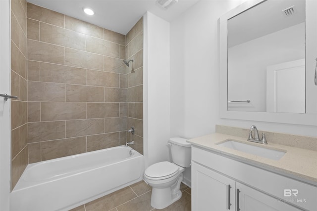 4645 Casablanca Dr, Orange Beach, AL 36561 - bathroom with toilet, shower / tub combination, vanity, recessed lighting, and tile patterned flooring