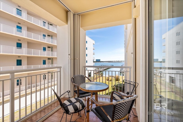 balcony with a water view