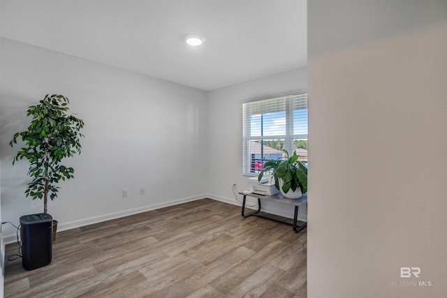 spare room with light hardwood / wood-style floors