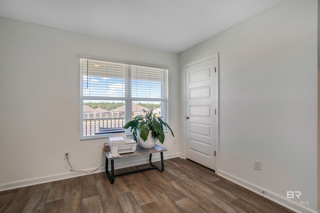 sitting room with dark hardwood / wood-style floors