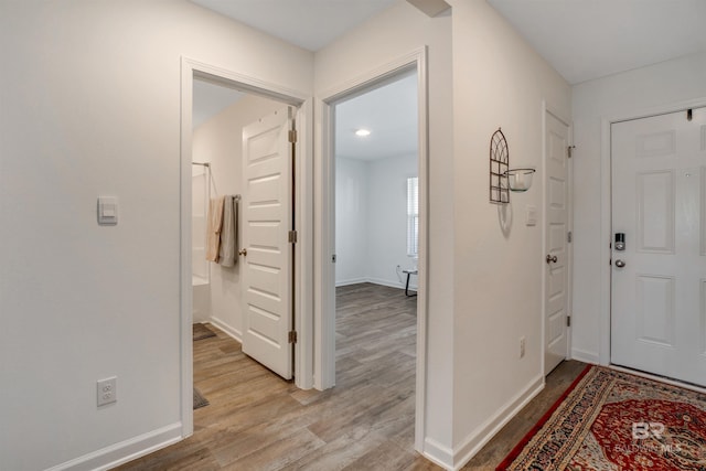 entrance foyer with light hardwood / wood-style flooring