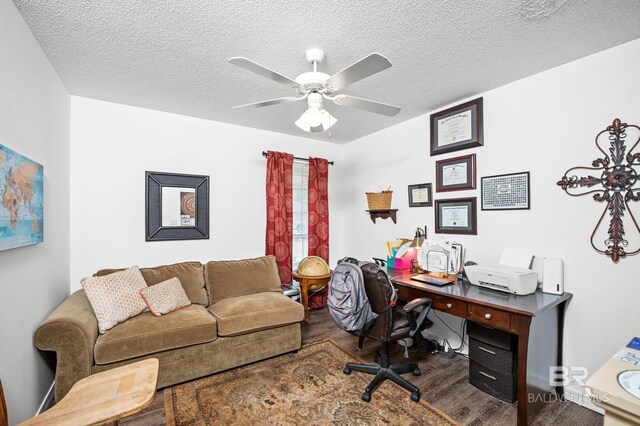 16596 Sugar Loop, Foley, AL 36535 - home office with wood finished floors, a ceiling fan, and a textured ceiling