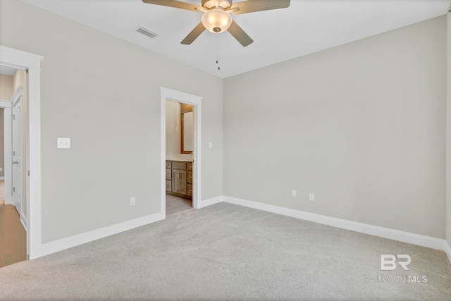 10606 Secretariat Blvd, Daphne, AL 36526 - unfurnished bedroom featuring visible vents, baseboards, light carpet, a ceiling fan, and ensuite bath