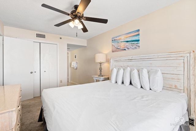 24230 Perdido Beach Blvd Unit 3014, Orange Beach, AL 36561 - bedroom featuring a closet, carpet flooring, and a ceiling fan