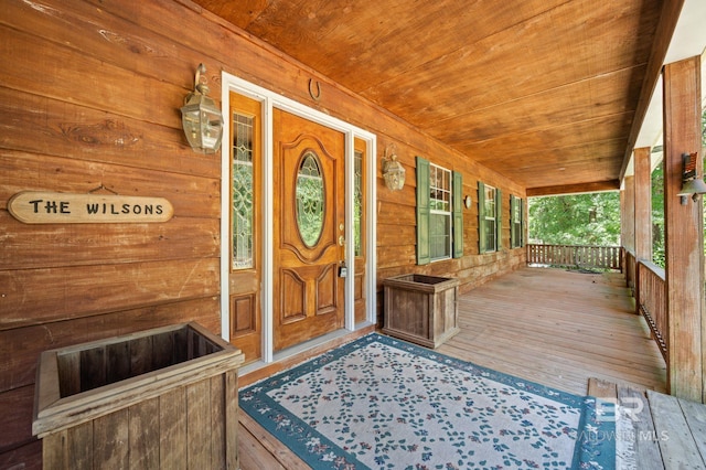 wooden terrace with covered porch