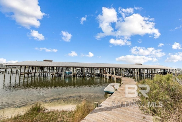 dock area featuring a water view