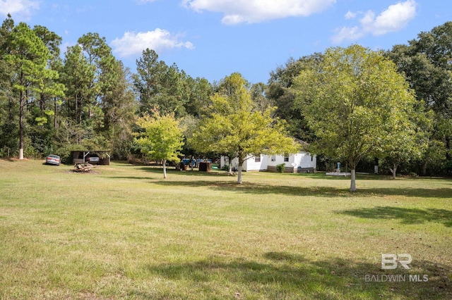 view of property's community with a lawn