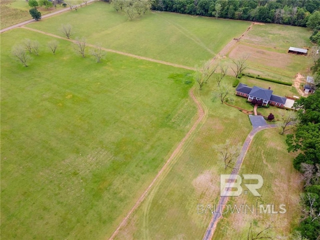 bird's eye view featuring a rural view