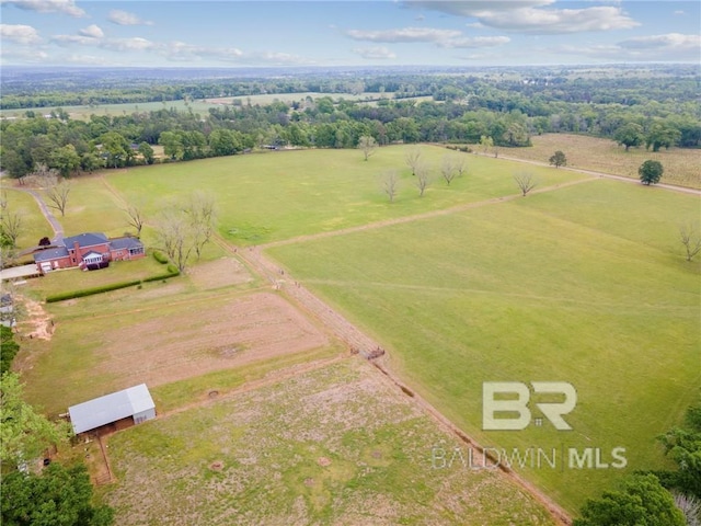 drone / aerial view featuring a rural view