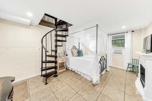 bedroom featuring tile patterned floors