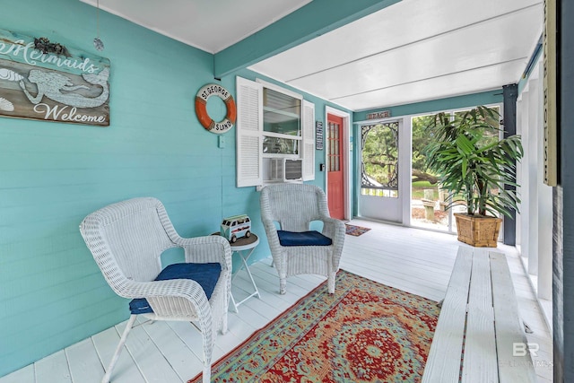 interior space featuring covered porch