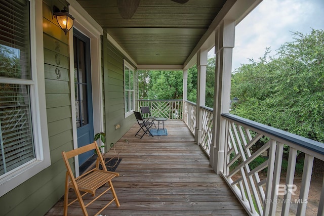 deck featuring a porch