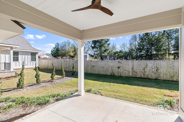 view of patio / terrace with ceiling fan