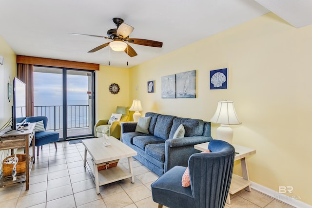 24160 Perdido Beach Blvd Unit 2073, Orange Beach, AL 36561 - tiled living room with ceiling fan