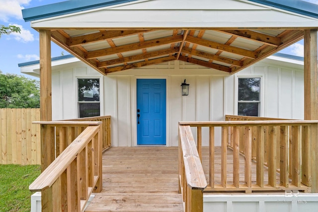 1096 S Pine St, Loxley, AL 36551 - property entrance featuring board and batten siding