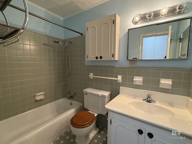 215 W Palm Ave, Foley, AL 36535 - full bathroom with shower / tub combination, vanity, crown molding, and tile walls