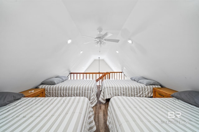 bedroom featuring vaulted ceiling