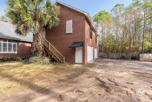 exterior space featuring a garage