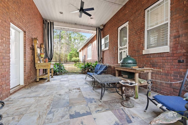 view of patio / terrace with ceiling fan