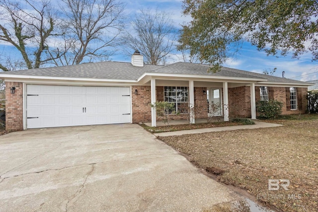 single story home with a garage