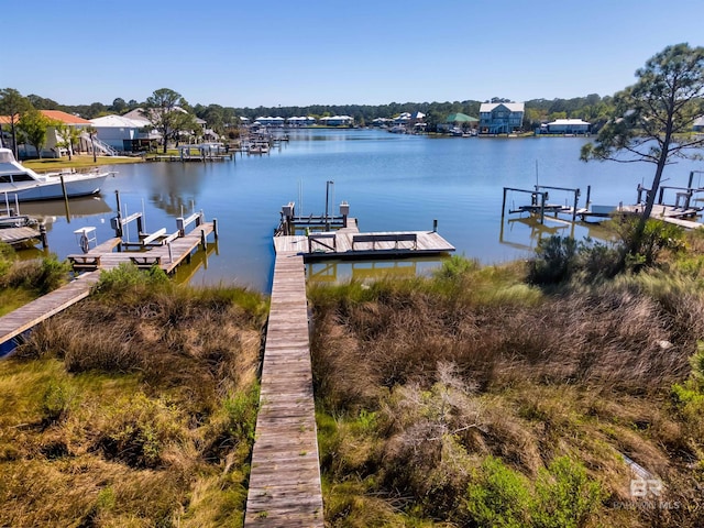 view of dock featuring a water view