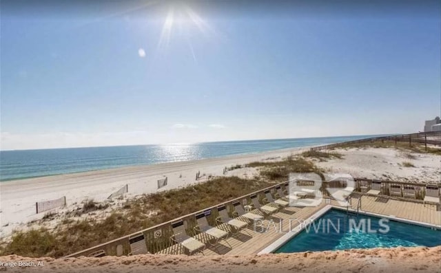 view of water feature featuring a beach view