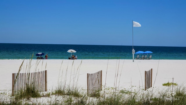 property view of water with a beach view