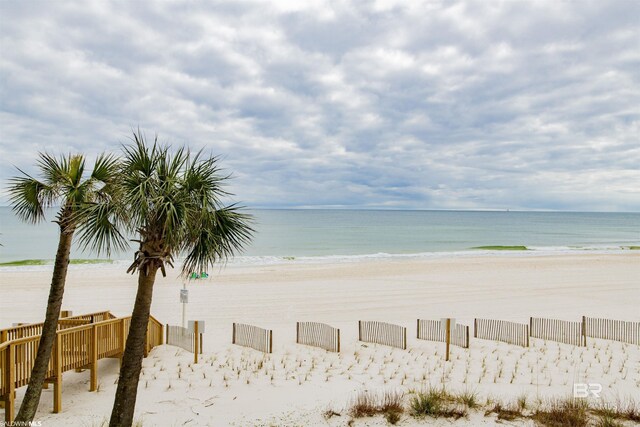 view of water feature featuring a view of the beach