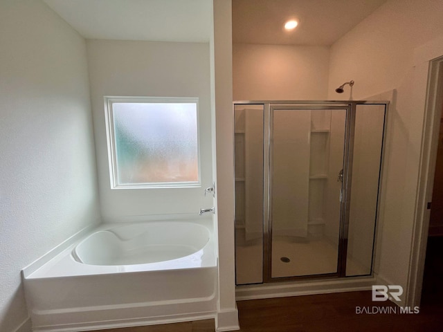 bathroom with plus walk in shower