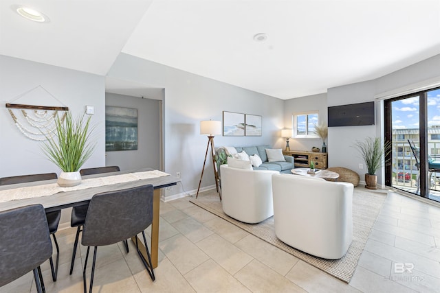 view of tiled living room